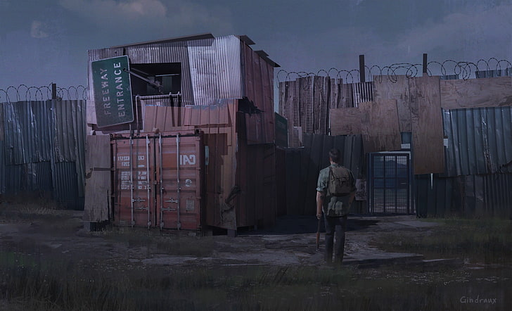 container intermodal laranja, The Last of Us, arte conceitual, videogames, apocalíptico, HD papel de parede