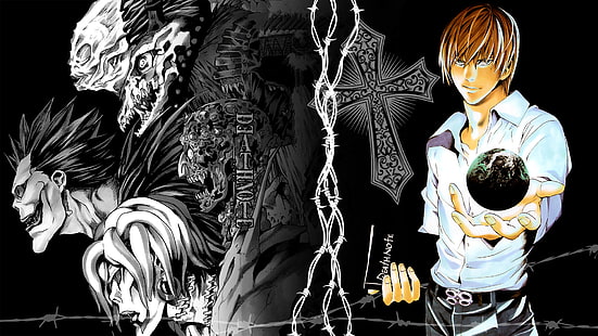Anime, Death Note, Dark, Kira (Death Note), Light Yagami, Rem (Death Note), Ryuk (Death Note), HD wallpaper HD wallpaper