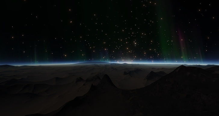 Sternennacht, Space Engine, Weltraum, Planet, Mond, Sonne, HD-Hintergrundbild
