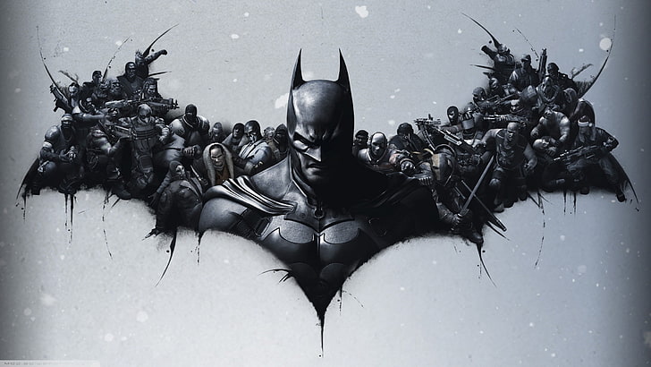 Бэтмен, логотип Бэтмена, Бэтмен: Arkham Origins, гранж, видеоигры, HD обои