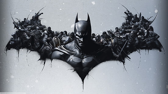 Бэтмен, логотип Бэтмена, Бэтмен: Arkham Origins, гранж, видеоигры, HD обои HD wallpaper