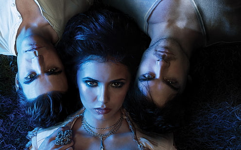 Die Vampire Diaries-Szene, Nina Dobrev, Paul Wesley, Ian Somerhalder, HD-Hintergrundbild HD wallpaper