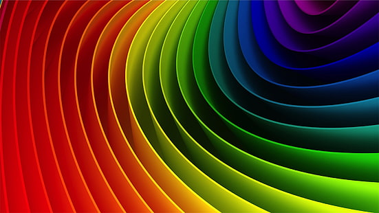 multicolored digital wallpaper, colorful, rainbows, shapes, abstract, digital art, red, green, blue, purple, HD wallpaper HD wallpaper