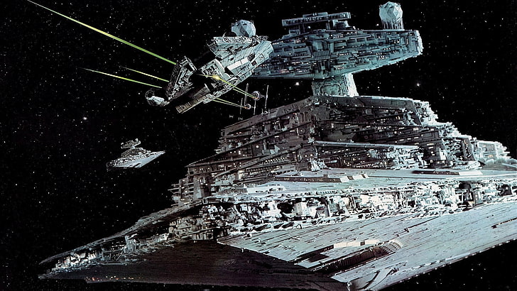 Star Wars, Galactic Empire, Millennium Falcon, Star Destroyer, TIE Fighter, HD wallpaper