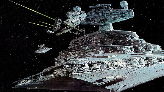 Guerra nas Estrelas, Império Galáctico, Millennium Falcon, Star Destroyer, TIE Fighter, HD papel de parede HD wallpaper