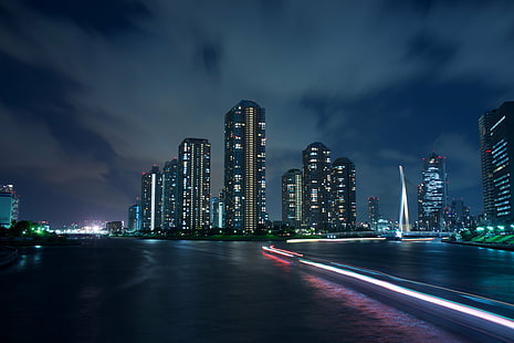 Замедленная съемка города, Замедленная съемка, город, 35мм, Сони, Река Сумида, Токио, HD обои HD wallpaper