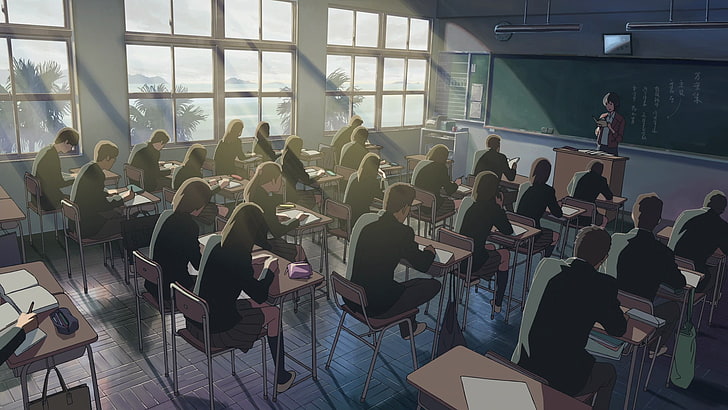 academia escola anime, anime, sala de aula, HD papel de parede