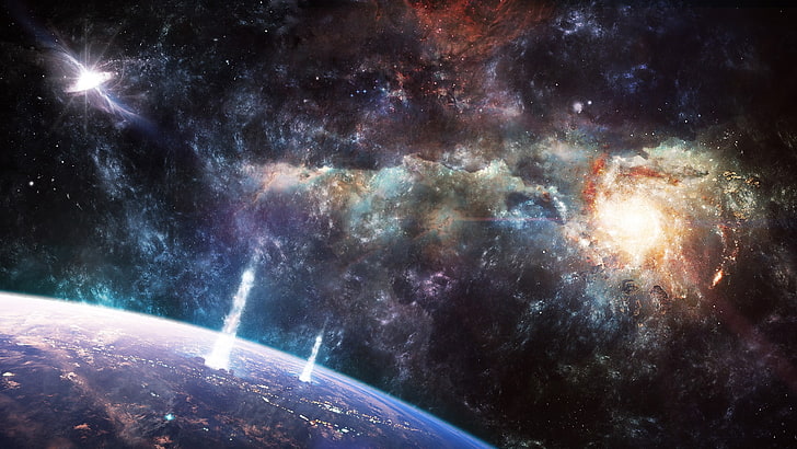 Weltraum, Planet, Spiralgalaxie, Galaxie, Explosion, Wurmlöcher, HD-Hintergrundbild
