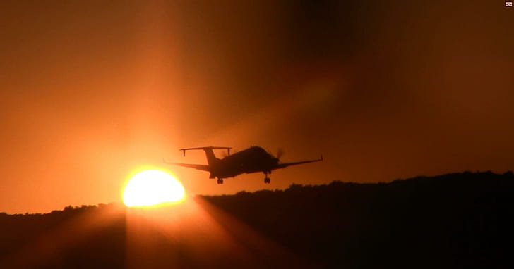Sunset Takeoff, be1900, kbdl, sunset, aircraft, air-canada, takeoff, HD wallpaper