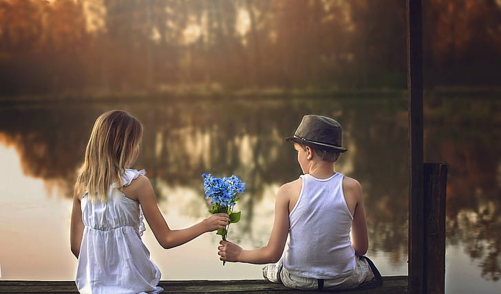 เด็กชายเด็กหญิงและดอกไม้เด็กชายเด็กหญิงดอกไม้วันที่, วอลล์เปเปอร์ HD