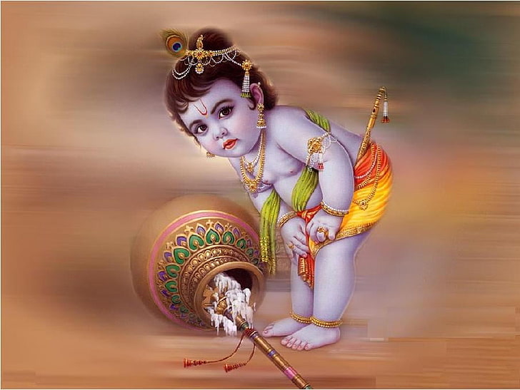 Shri Krishna, ilustracja Baby Krishna, Bóg, Pan Krishna, dziecko, Tapety HD