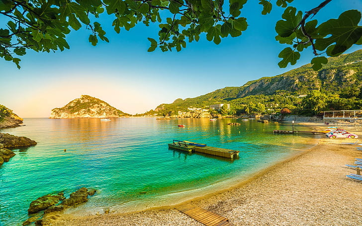 جزيرة كورفو في البحر الأيوني شواطئ اليونان على جزيرة كورفو تحميل خلفية عالية الدقة للجوال والكمبيوتر اللوحي 3840 × 2400، خلفية HD