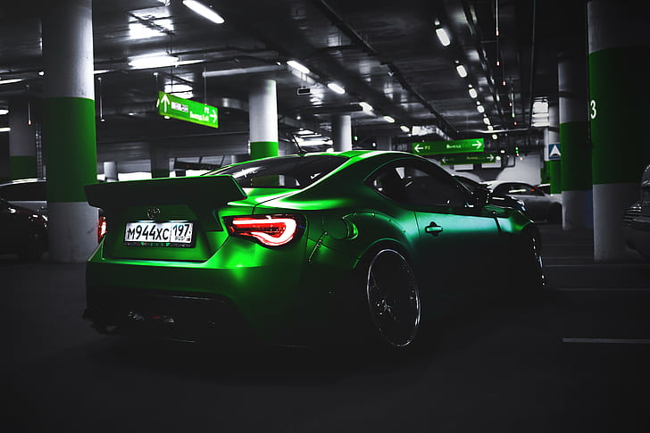 LB Works, car, green, vehicle, Toyota GT86, Toyota, camber, HD wallpaper