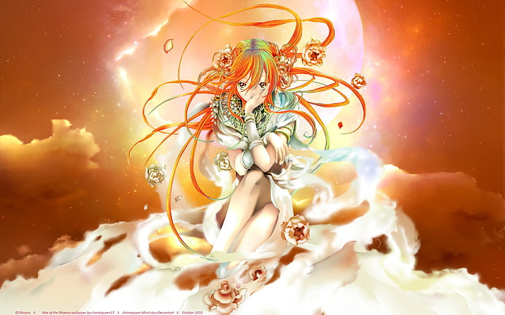 оранжеволосый женский персонаж аниме, аниме, HD обои
