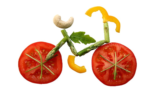 естествени храни, зеленчуци, храни, велосипеди, диетични храни, местна храна, домати, червен пипер, суперхрана, вегетарианска храна, HD тапет HD wallpaper