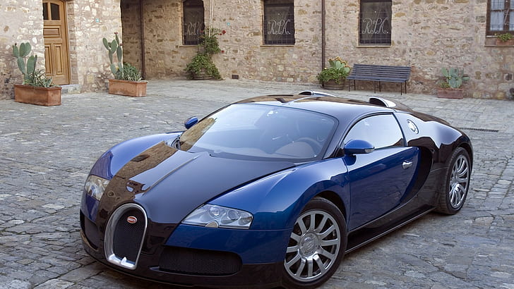 Bugatti Veyron, mavi araba, Süper Araba, araç, araba, HD masaüstü duvar kağıdı