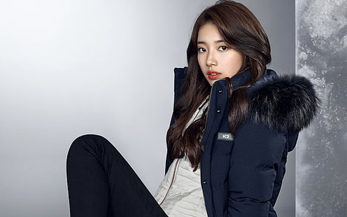 suji, girl, kpop, winter, model, beauty, HD wallpaper HD wallpaper