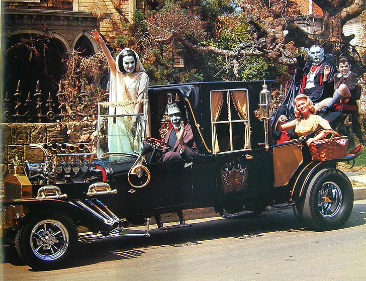 TV-show, The Munsters, Car, Halloween, Herman Munster, Lily Munster, HD tapet