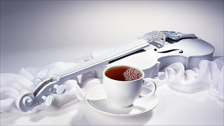 Caffè e violino, caffè, violino, Sfondo HD