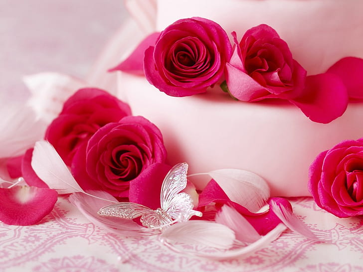 สวยงามดอกไม้ hD บนโต๊ะดอกกุหลาบสีแดง, วอลล์เปเปอร์ HD