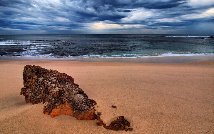الرمال البنية ، الرمال ، الأمواج ، البحر ، الساحل، خلفية HD