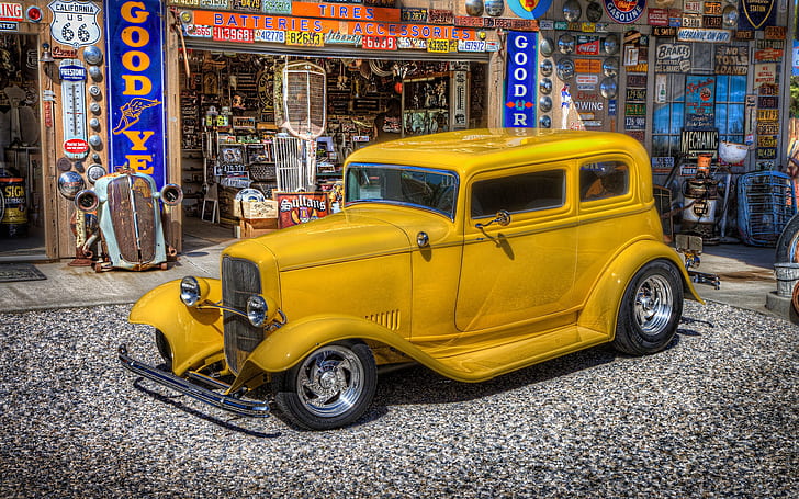 Klasik Sarı Ford, klasik ford, sarı ford, HD masaüstü duvar kağıdı