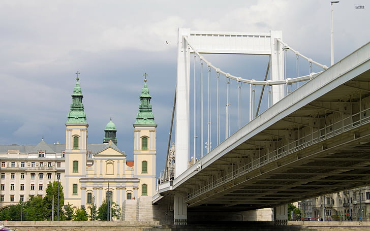 world, europe, 2880x1800, Elisabeth Bridge, Inner City Parish Church, Budapest, Danube, Hungary, HD wallpaper
