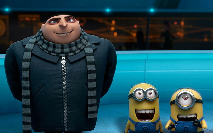 Gru and Minions - Despicable Me 2, despicable me movie scene, cartoons, 1920x1200, minion, despicable me, despicable me 2, HD wallpaper