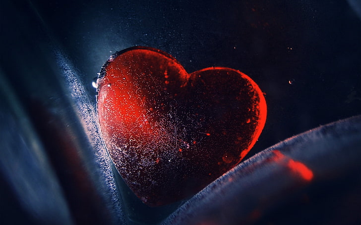 heart, red, love, illustration, art, blue, HD wallpaper