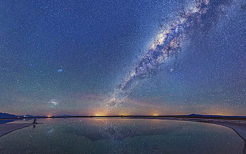 Galaxy Milky Way Night Stars Reflection HD, ธรรมชาติ, กลางคืน, ดาว, การสะท้อน, กาแล็กซี่, ทาง, ทางช้างเผือก, วอลล์เปเปอร์ HD HD wallpaper