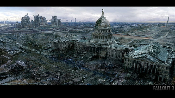 видеоигри, Fallout 3, Капитолий на САЩ, Вашингтон, окръг Колумбия, апокалиптик, Bethesda Softworks, HD тапет