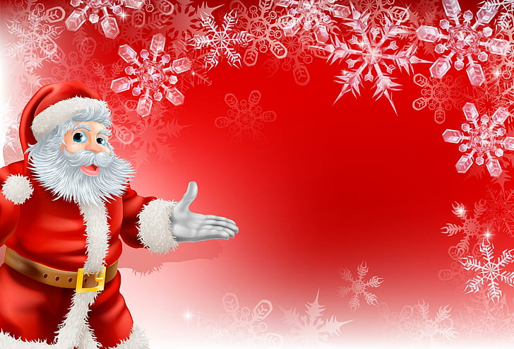 산타, 새해, 사랑스러운, 새해 복 많이 받으세요, 메리 크리스마스, 휴일, 눈송이, 행복한 휴일, beauti, HD 배경 화면