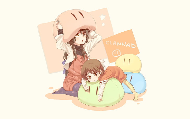 Clannad, Ushio Okazaki, dango, Ibuki Fuko, anime girls, anime, HD wallpaper