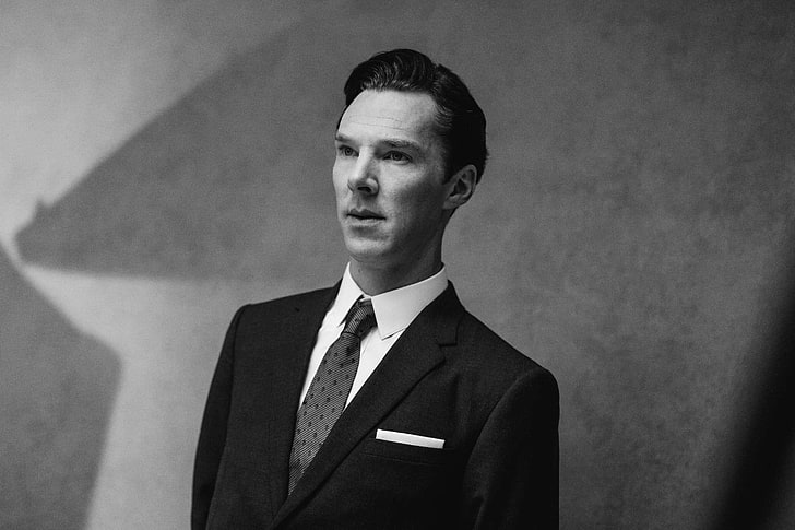Herren schwarzer Anzug, Hintergrund, Kostüm, Schauspieler, Fotoshooting, Benedict Cumberbatch, HD-Hintergrundbild