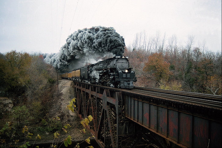 黒い電車、車両、電車、蒸気機関車、 HDデスクトップの壁紙
