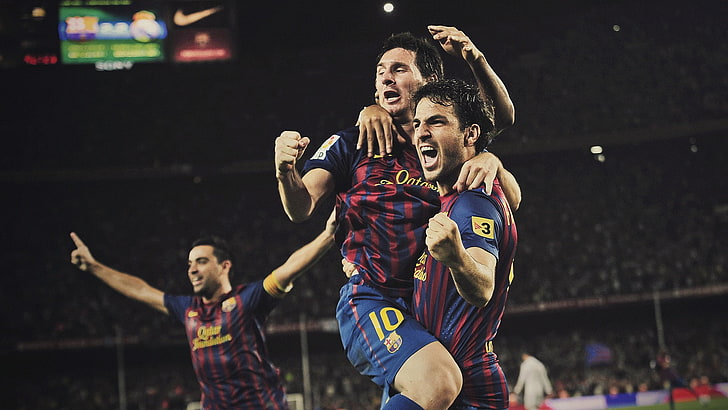 Lionel Messi, Sepak Bola, Fabregas, sepak bola, Camp Nou, Messi, Xavi, FC Barcelona, Wallpaper HD