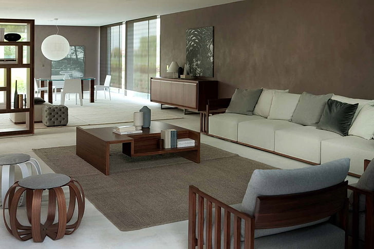interior, moderno, muebles, salon, HD wallpaper