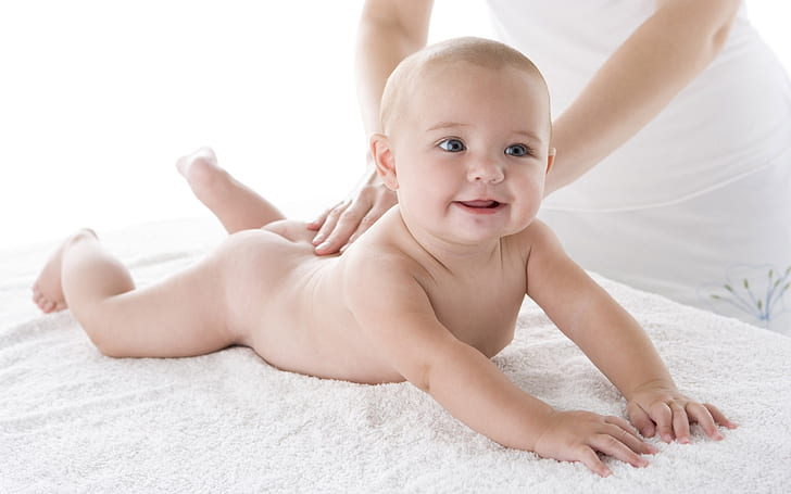 Bebê fofo, recebendo massagem, bonito, bebê, massagem, HD papel de parede