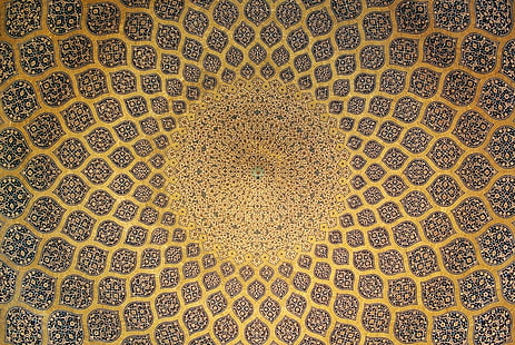 коричневый и красный цветочный коврик, Иран, Исфахан, HD обои HD wallpaper