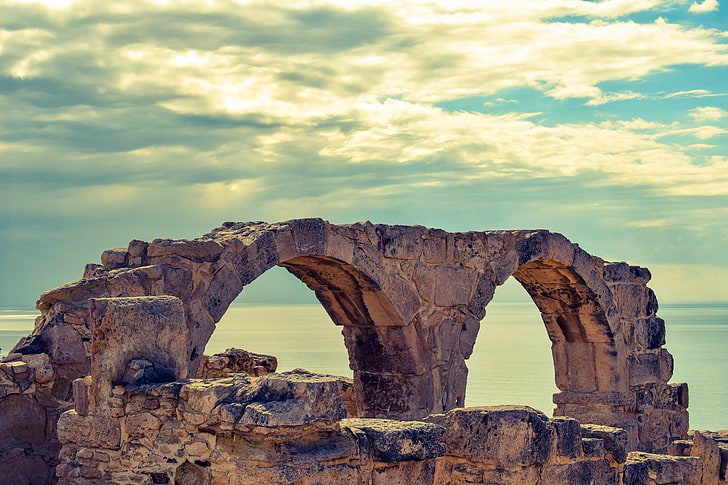 brown rock formation, cyprus, curio, ruins, antiquity, HD wallpaper