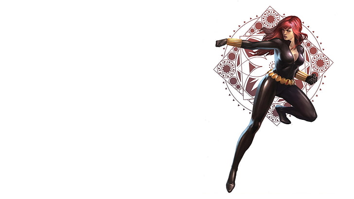 Ilustrasi Marvel Black Widow, Marvel Comics, Black Widow, karya seni, latar belakang putih, Wallpaper HD