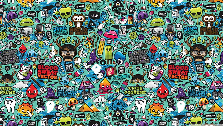 pattern, anime, Jared Nickerson, artwork, abstract, pop art, HD wallpaper