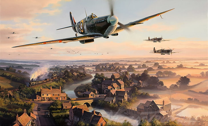 grauer Jet, Zweiter Weltkrieg, Militär, Flugzeuge, Militärflugzeuge, UK, Flugzeug, Spitfire, Supermarine Spitfire, Royal Airforce, Royal, Royal Navy, HD-Hintergrundbild