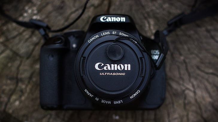 черный зеркальный фотоаппарат Canon, Canon, фотоаппарат, HD обои