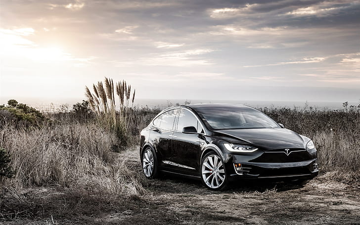 Tesla Model X черен електрически автомобил, Tesla, Model, X, Black, Electric, Car, HD тапет