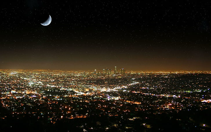 لوس أنجلوس في الليل ، منظر للمدينة أثناء الليل ، العالم ، 2560x1600 ، كاليفورنيا ، لوس أنجلوس، خلفية HD