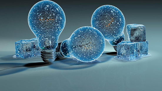 blue light bulb wallpaper, light bulb, ice, blue, HD wallpaper HD wallpaper