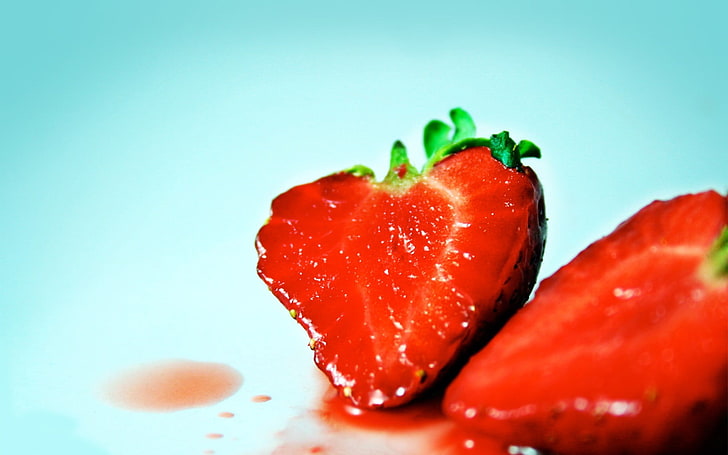 red and black ceramic bowl, food, strawberries, HD wallpaper