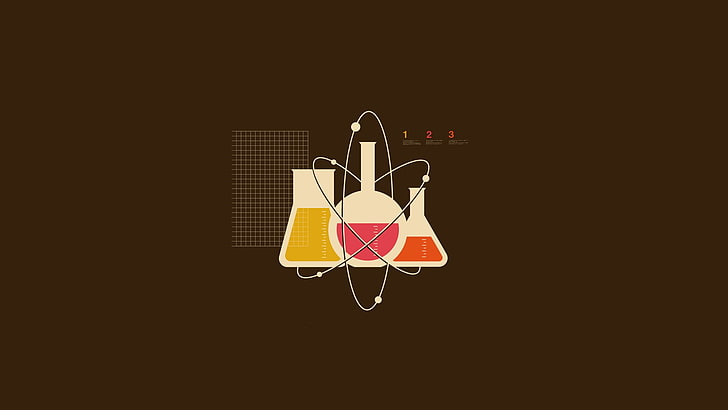 vetenskapskolvar illustration, minimalism, vetenskap, kemi, forskare, fysik, HD tapet
