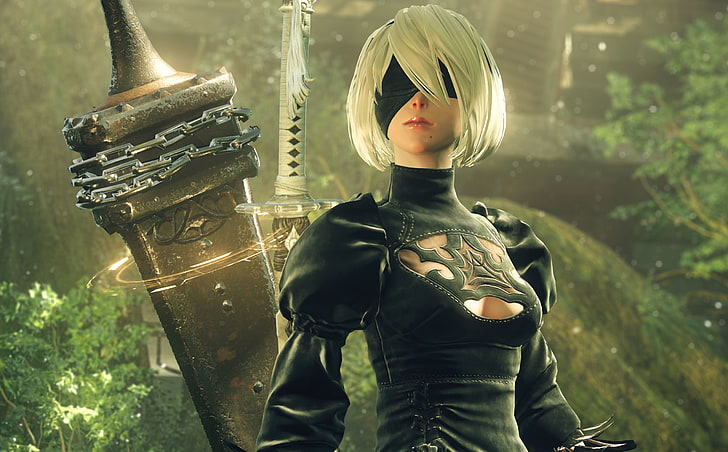 Nier Automata 2B, female anime character holding weapon wallpaper, Games, Other Games, 2017, videogame, nier, automata, 2b, HD wallpaper